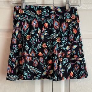 Dona Jo Women’s Black Floral Print Tennis Skort Skirt Size 1 (Small)